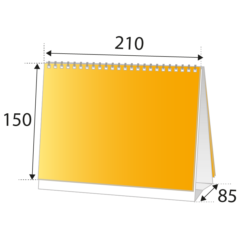 Схема с размерами настольного перекидного календаря А5